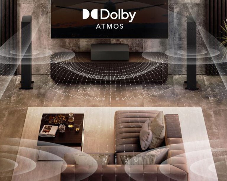 Surround sound waves in a living room