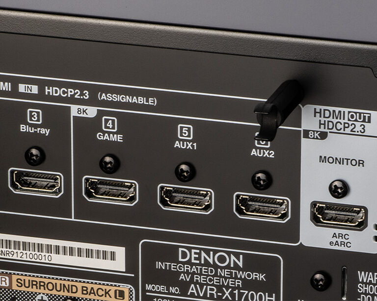 DENON AVR-X1700H 7.2-Ch x 80 Watts 8K A/V Receiver w/HEOS