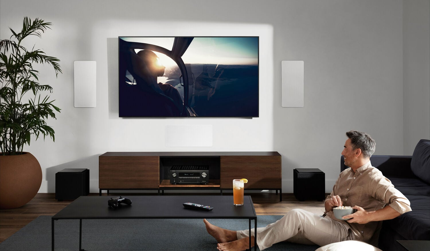 A man watching TV
