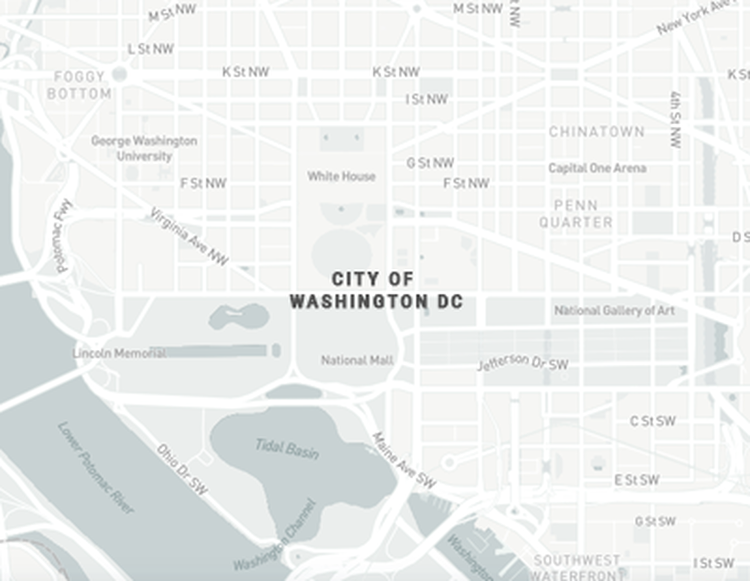 A map of Washington DC