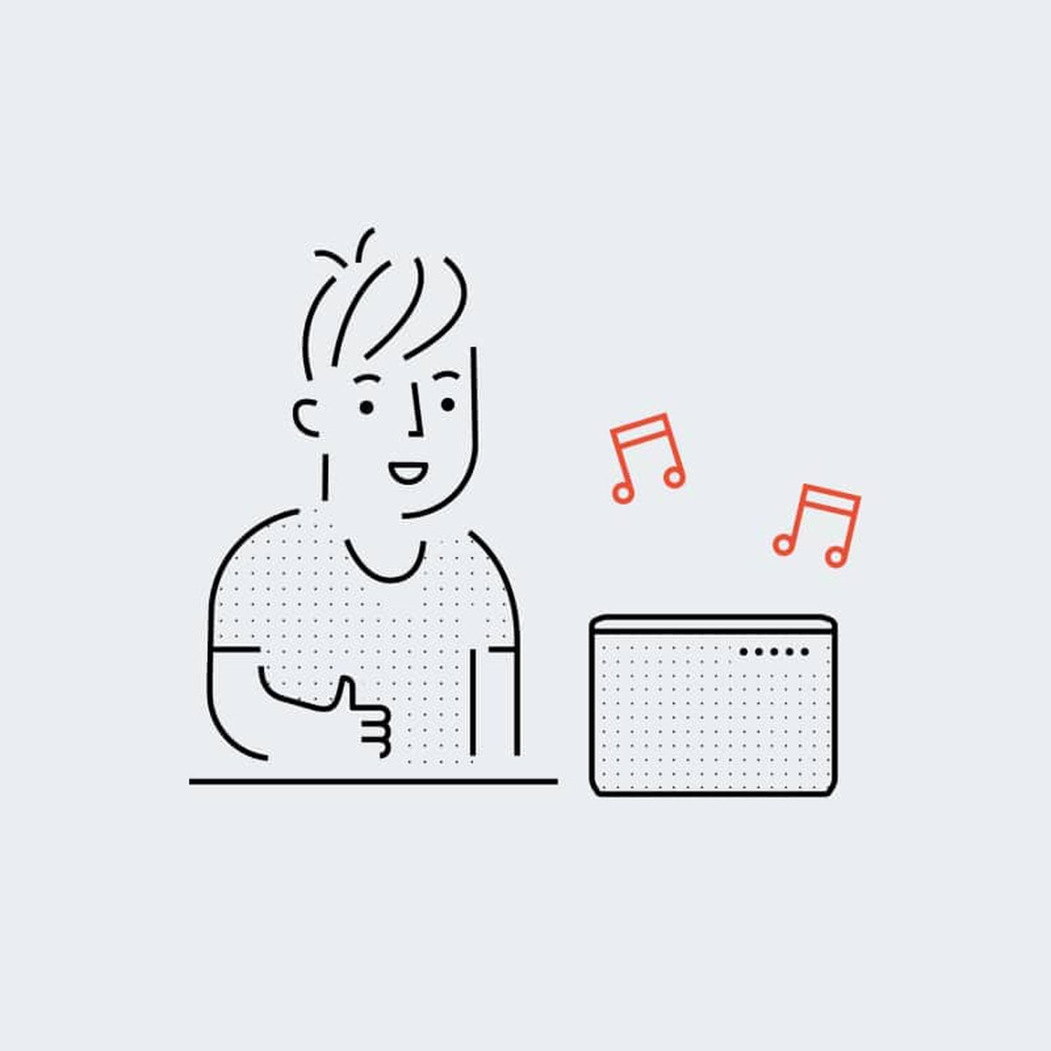 man enjoying music from a speaker