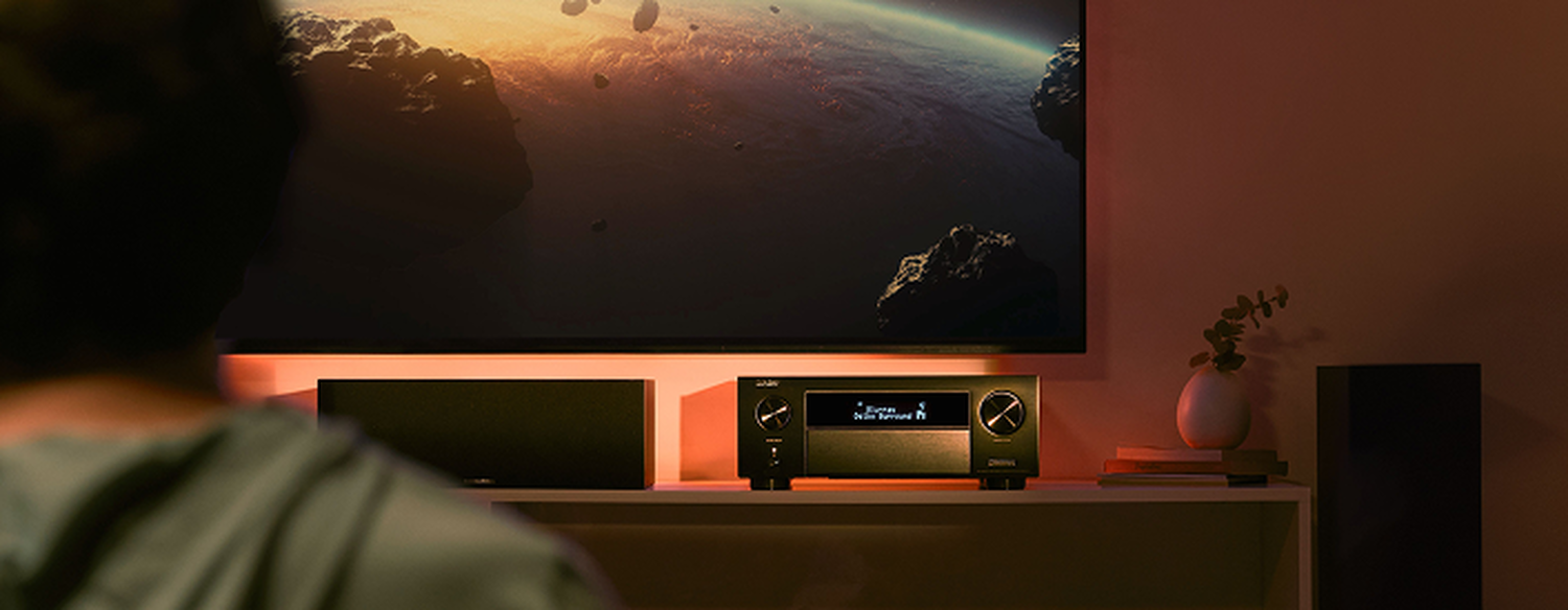 AVR sitting under a TV