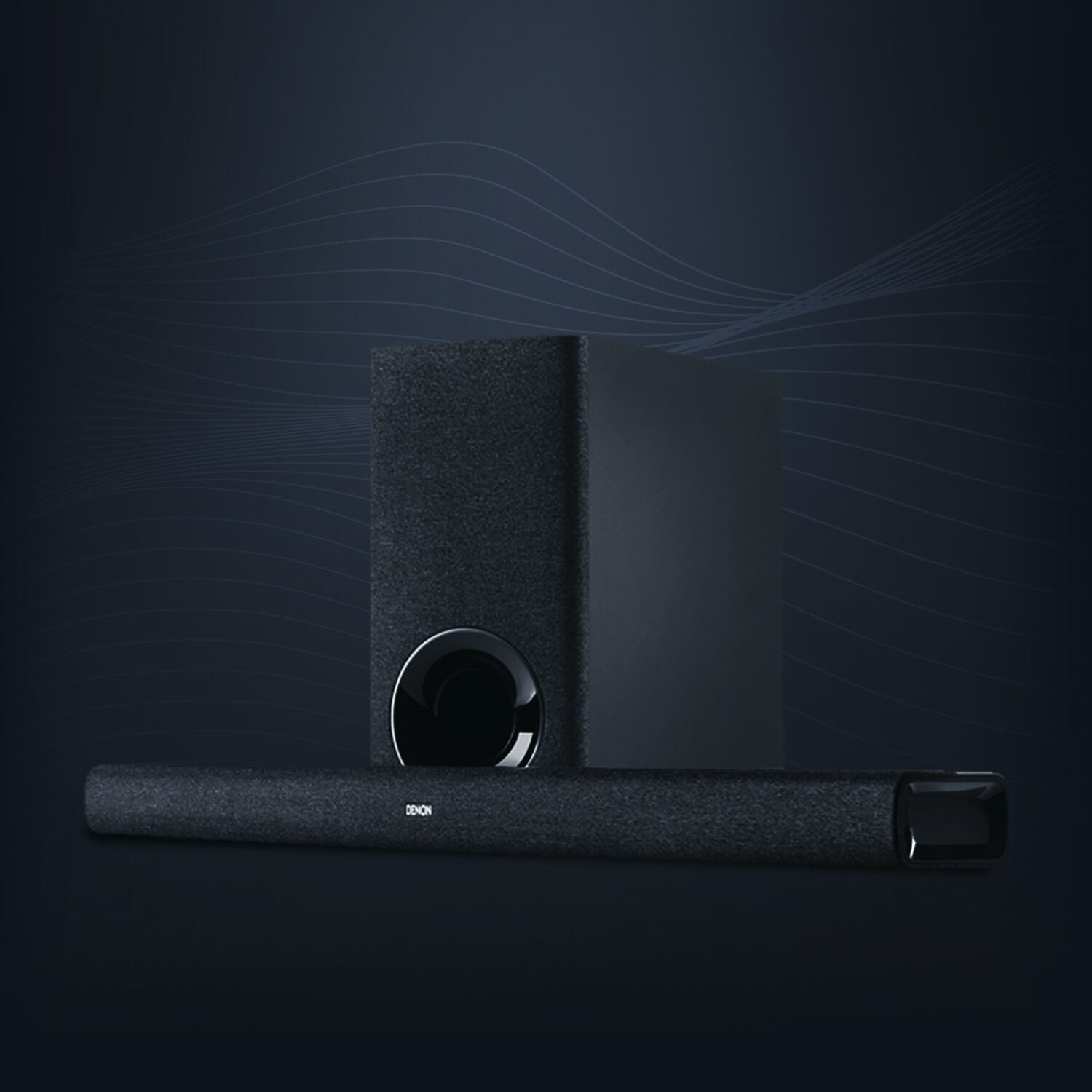A soundbar and subwoofer