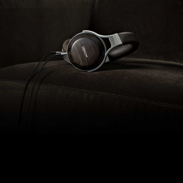 headphones on a couch