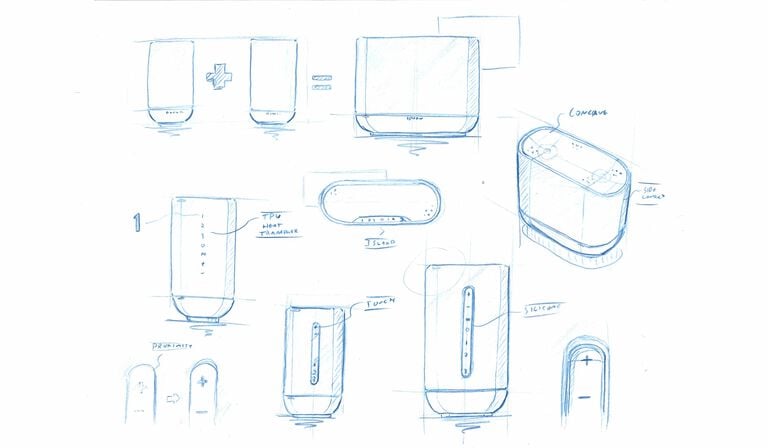 Sketch of Denon Home 400 design