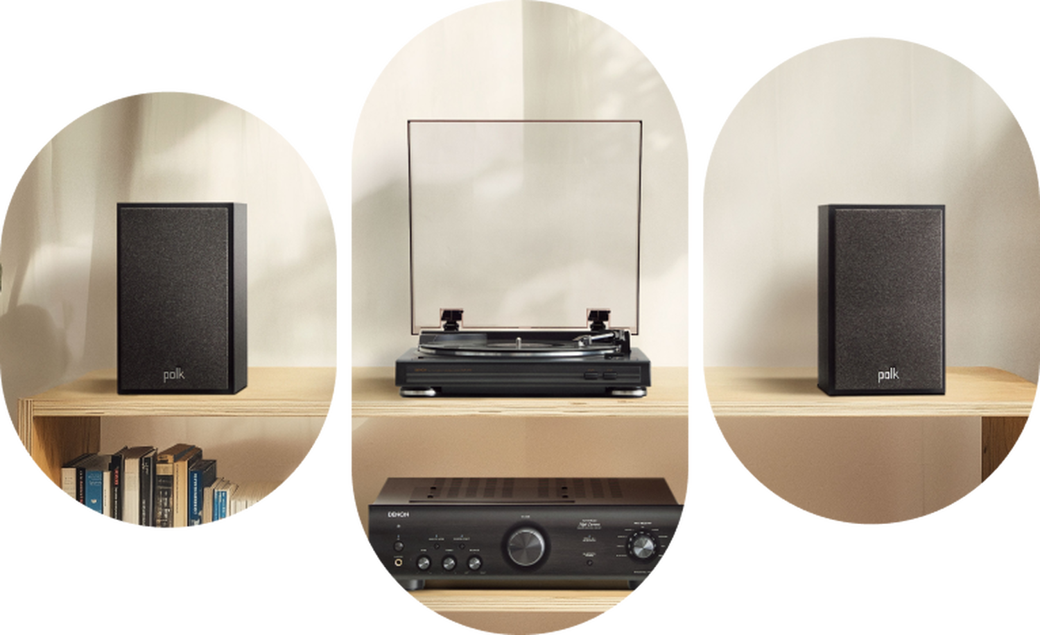 Polk Speakers with Denon Turntable and Denon Amplifier