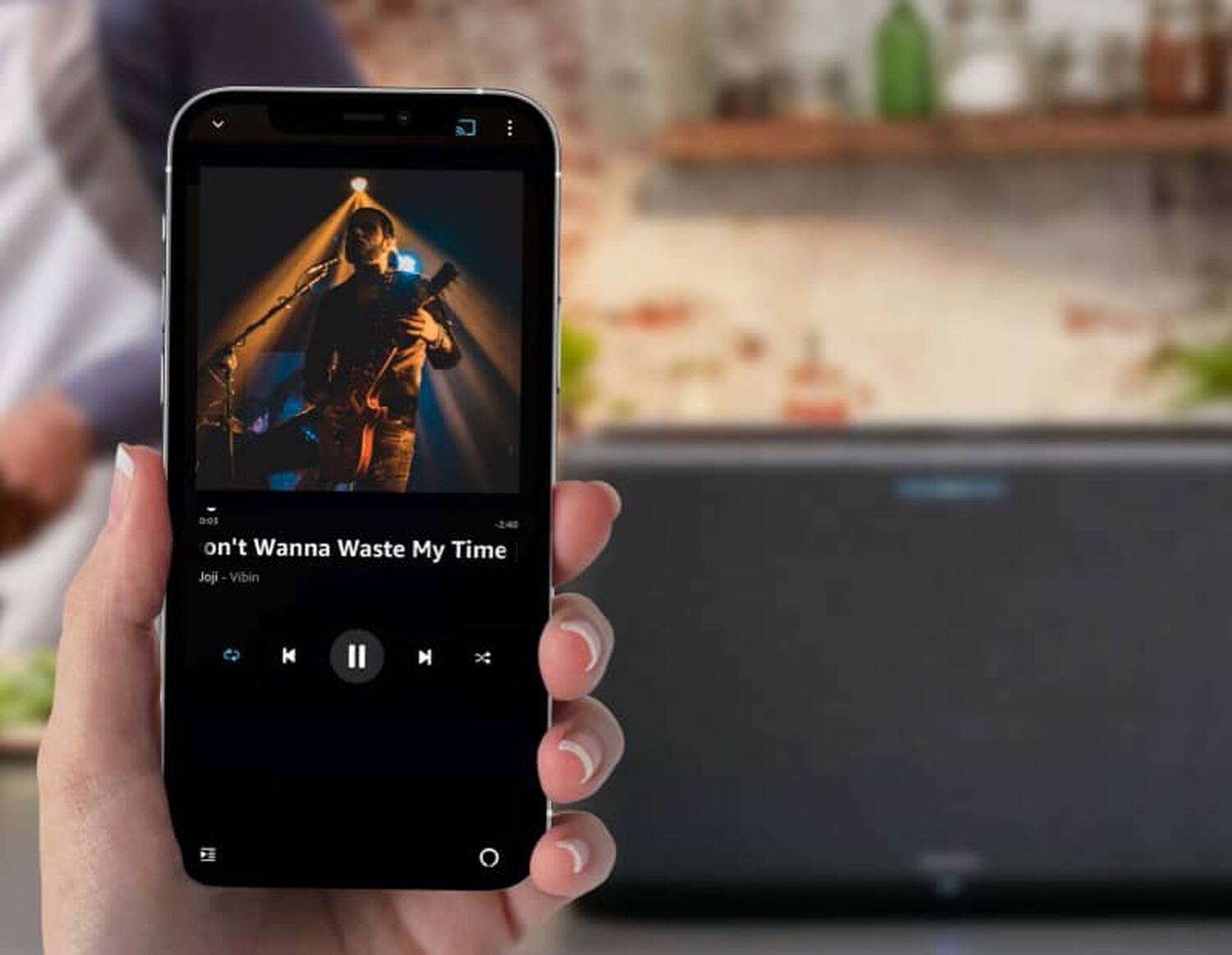 A phone streaming music