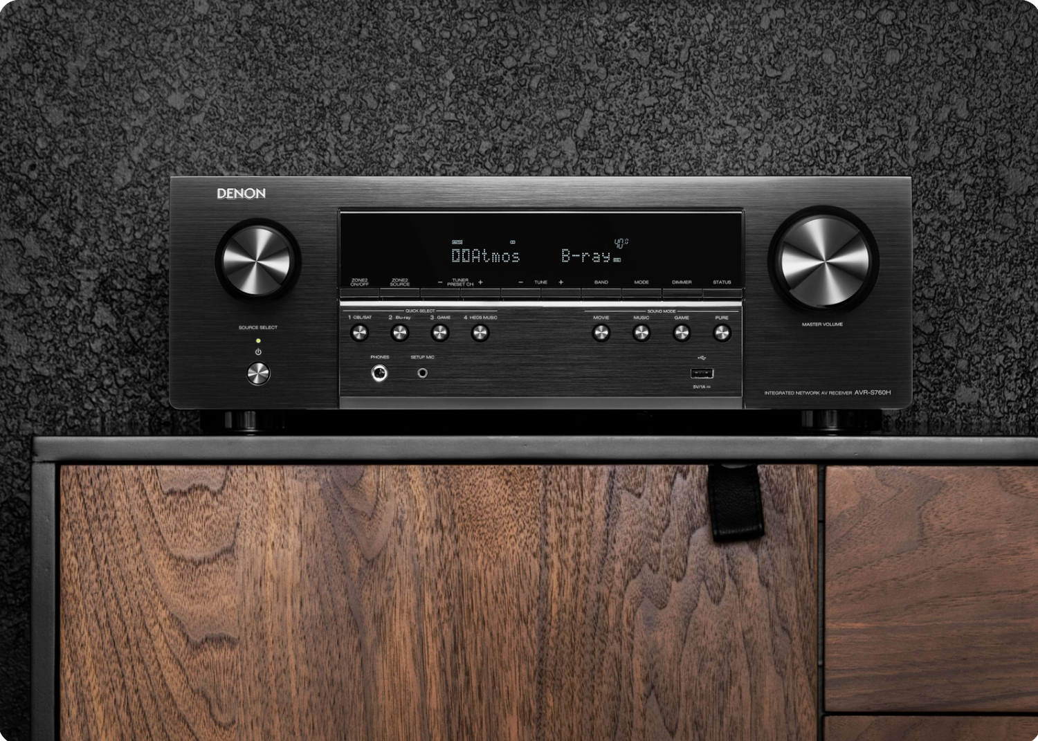 AVR-S760H in front of a black wall