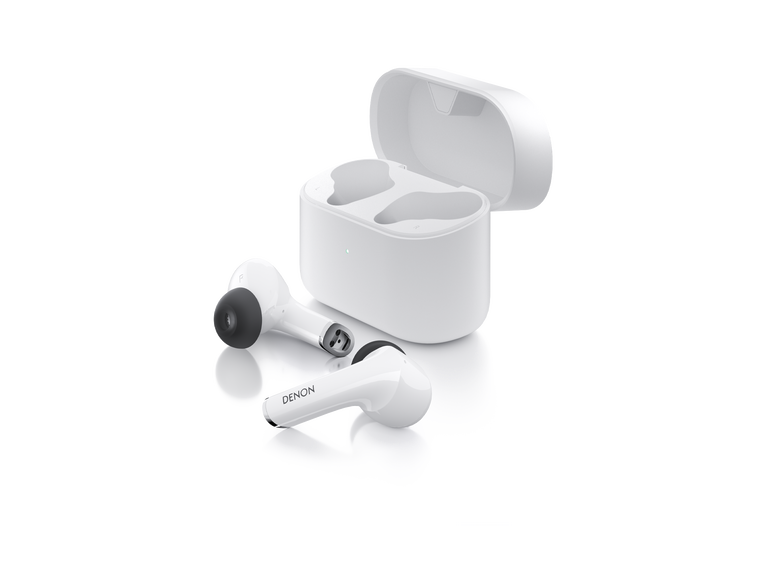 Denon Noise Cancelling Earbuds, White, dynamic