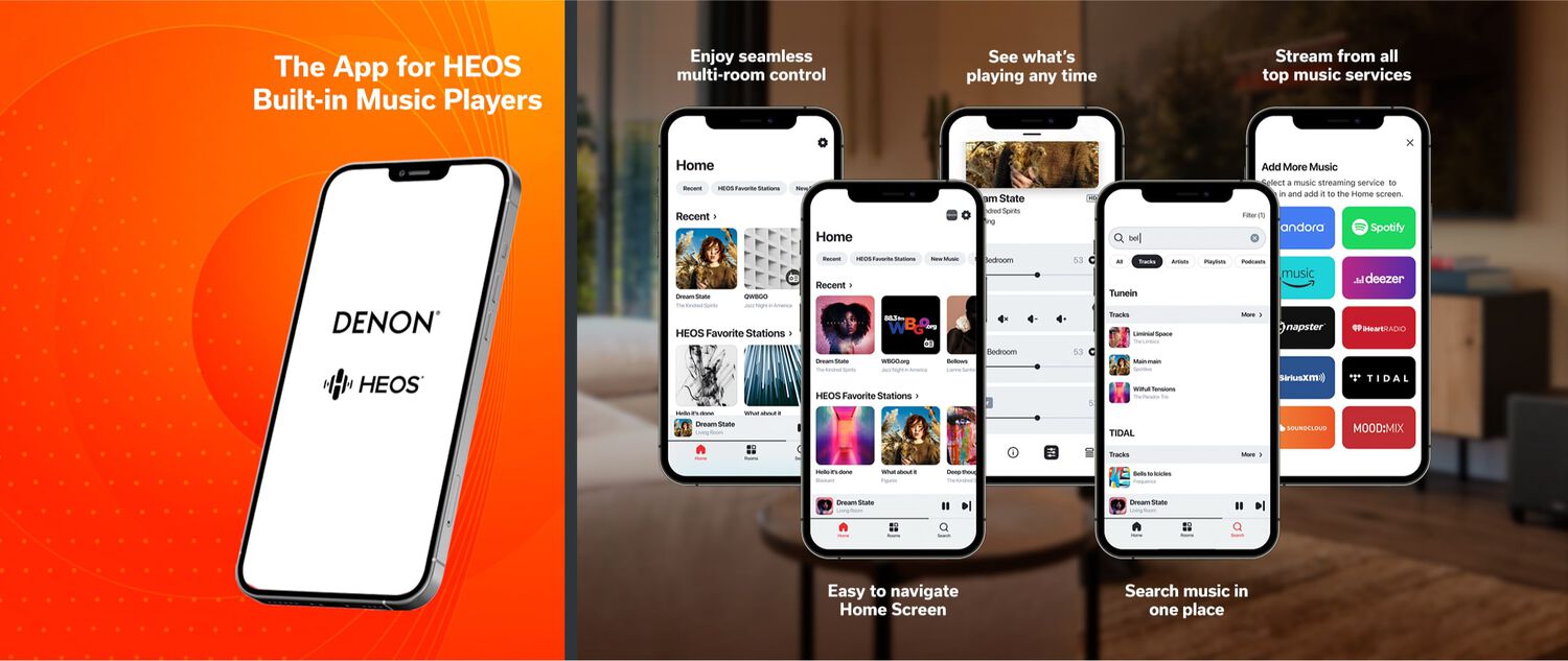 The HEOS app display