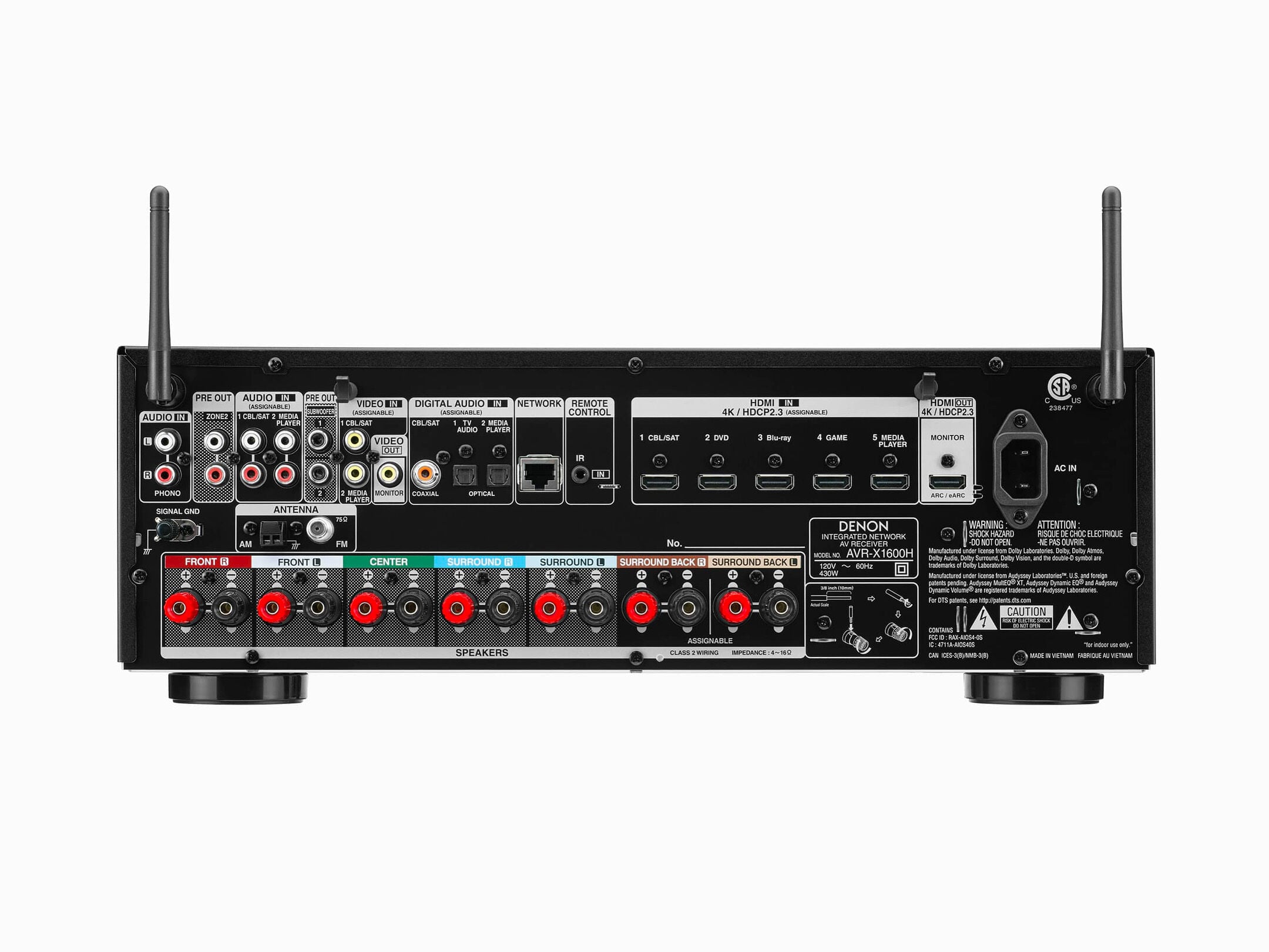 DENON AVアンプ AVR-X1600H AVR-X1600H - INTEGRATED NETWORK AV RECEIVER | Denon - United States