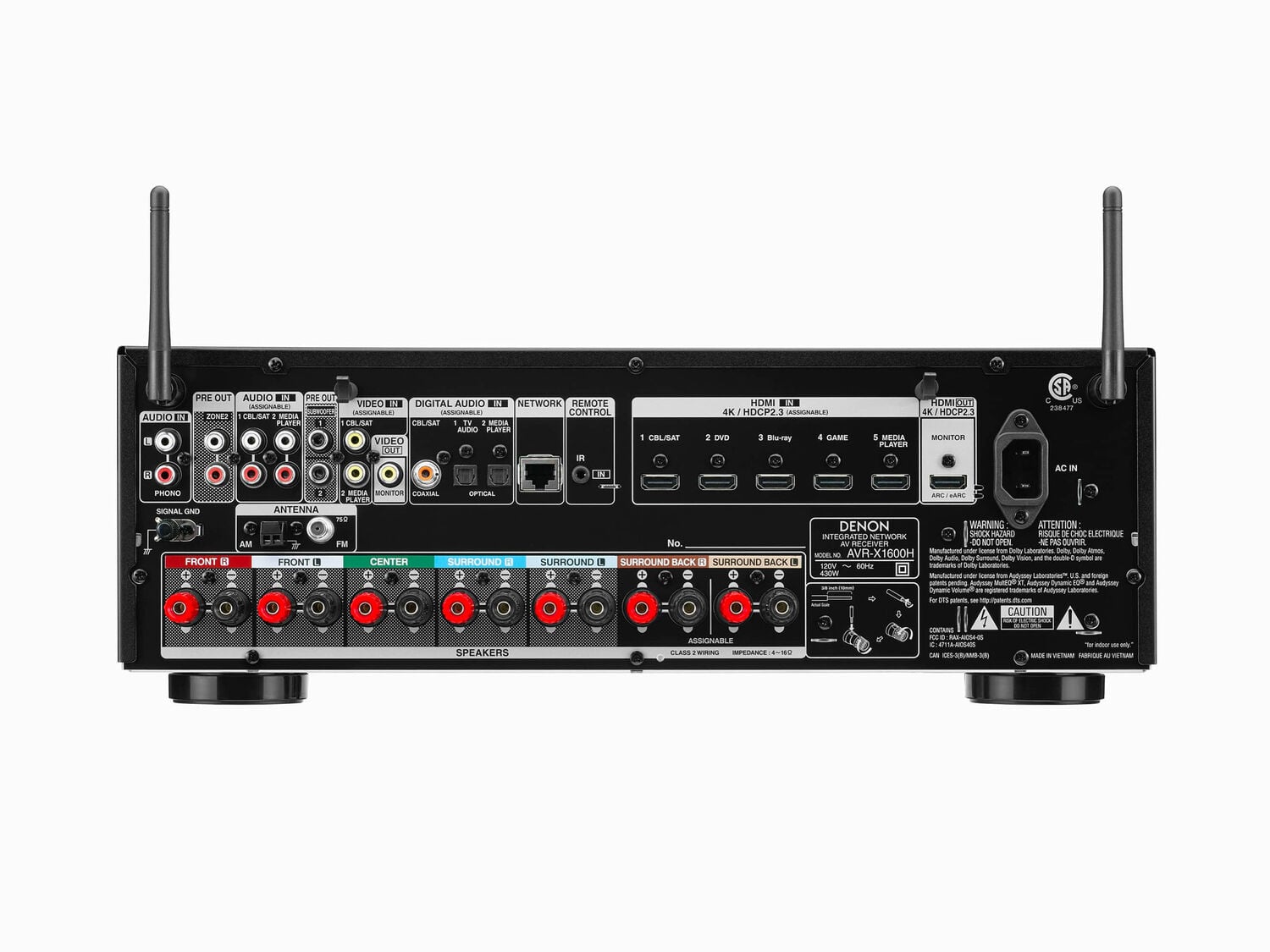 AVR-X1600H, Black, dynamic