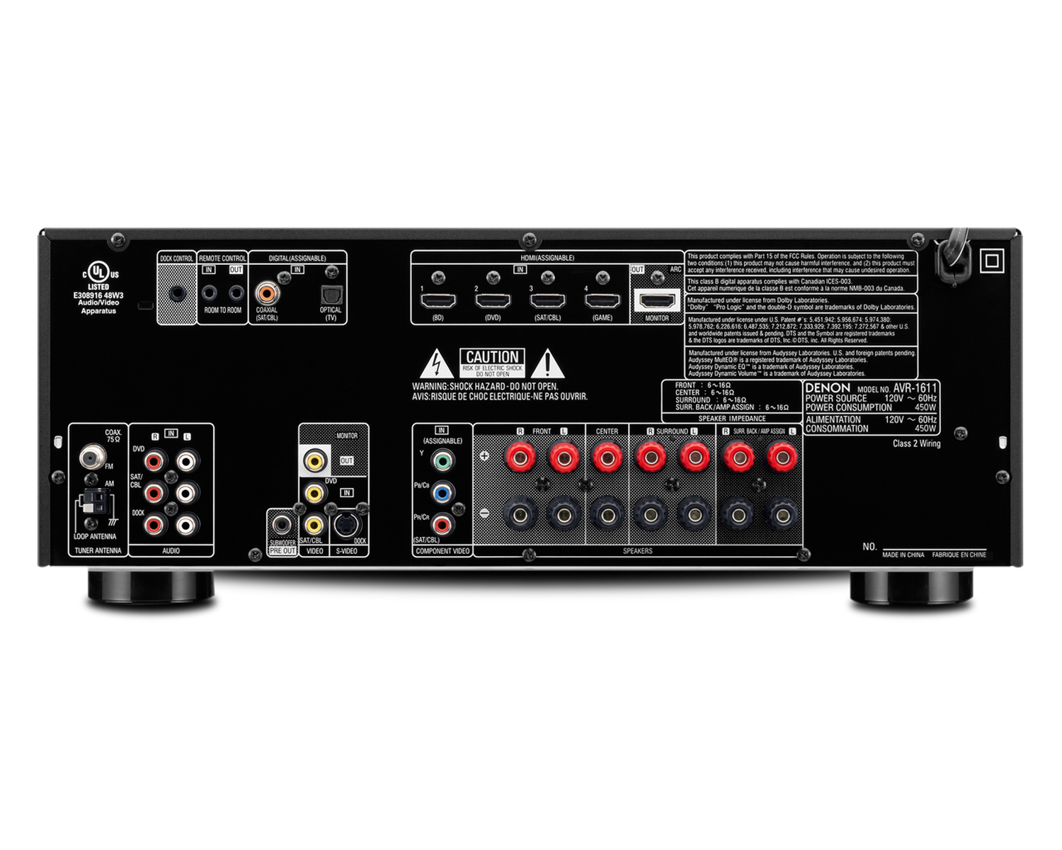 DENON デノン　AVR-1611 AVアンプ AVR-1611 - 5.1 Ch. 90W HD AV Receiver | Denon - United States