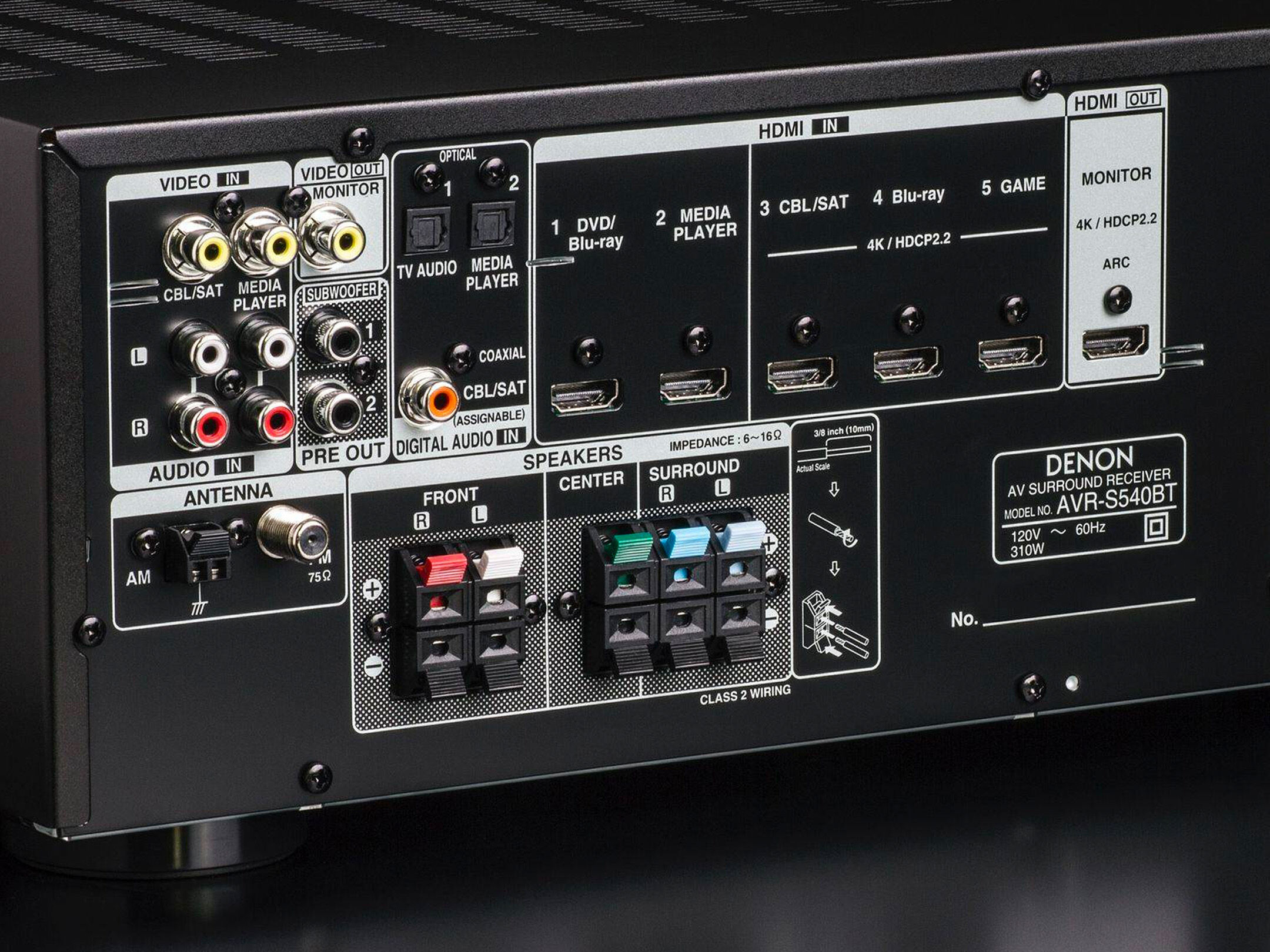 AVR-S540BT - 5.2 Ch. 70W 4K AV Receiver with Bluetooth | Denon
