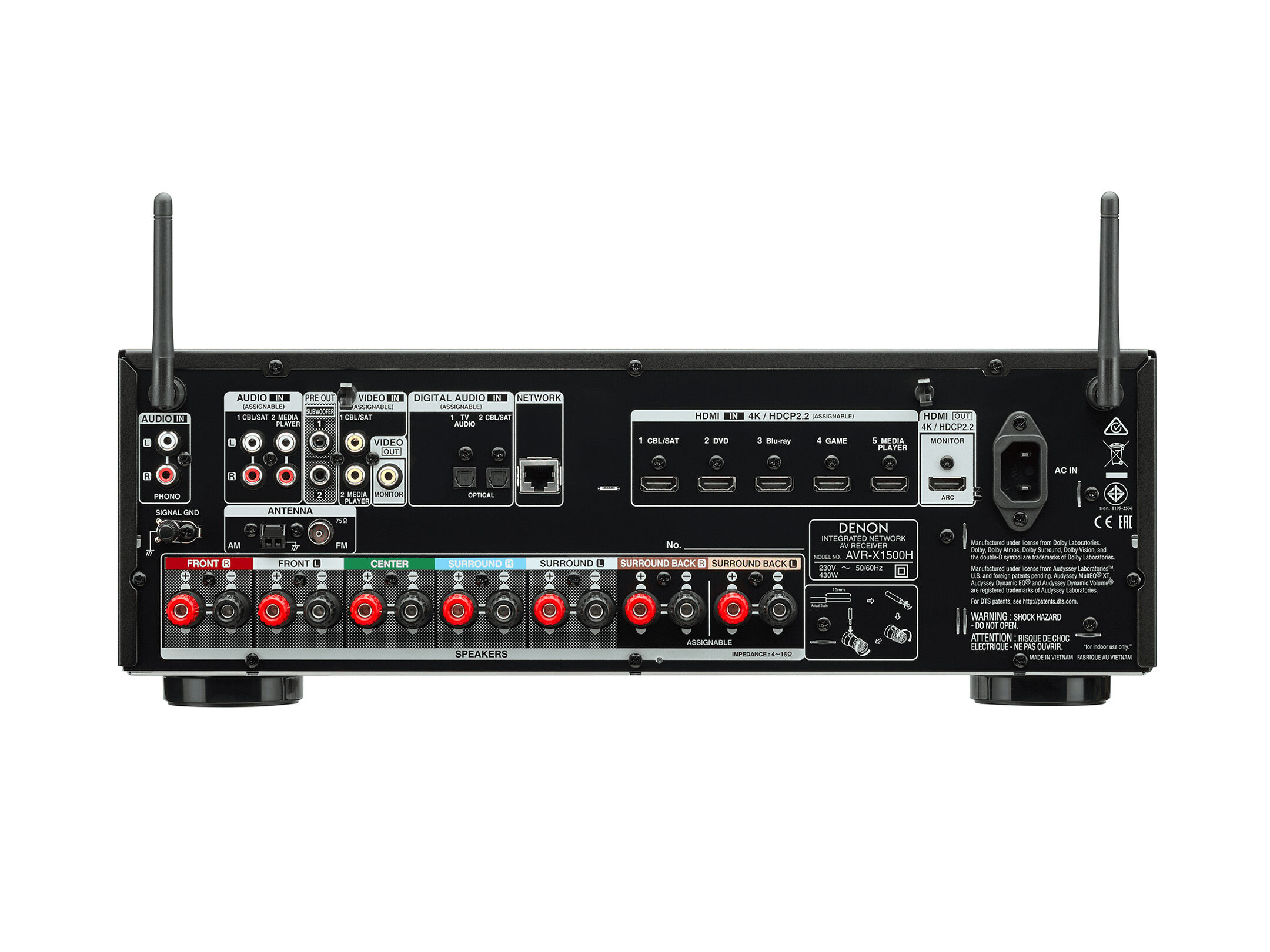アンプ DENON AVR-X1500H AVR-X1500H - 7.2 Ch. 80W 4K AV Receiver with HEOS® Built-in