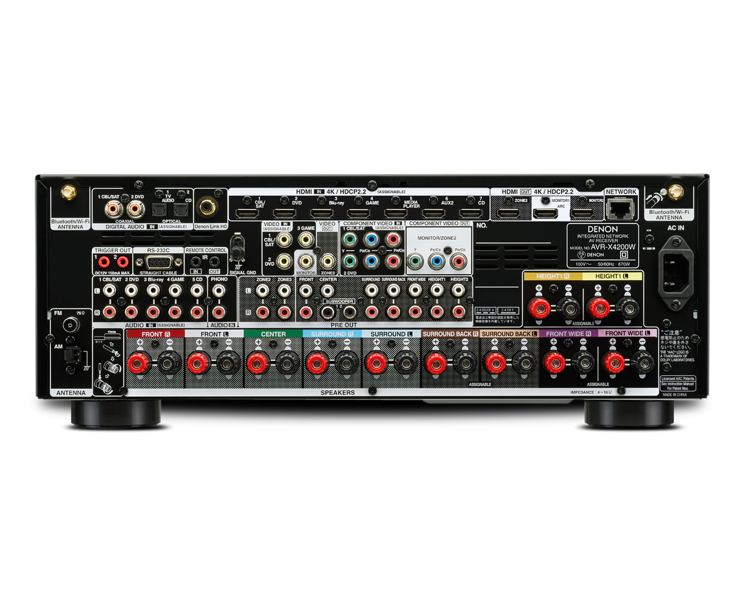 Denon AVレシーバー AVR-X4200W ブラック AVR-X4200W - 7.2 Ch. 125W 4K AV Receiver with Wi-Fi & Bluetooth
