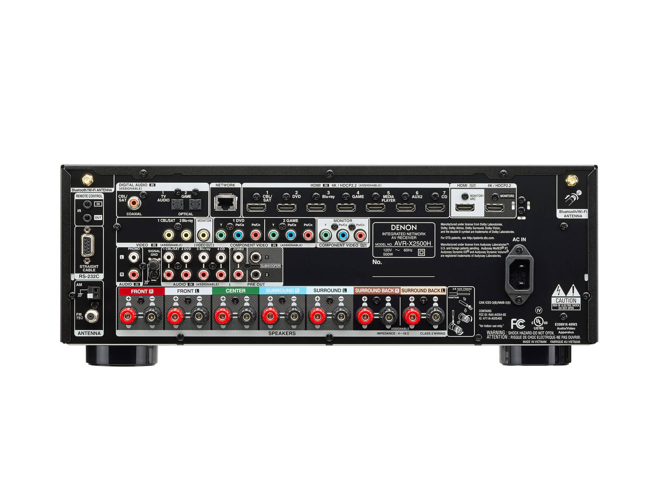 DENON AVR-X2500H AVアンプ AVR-X2500H - 7.2 Ch. 95W HD 4K Receiver with HEOS® Built-in