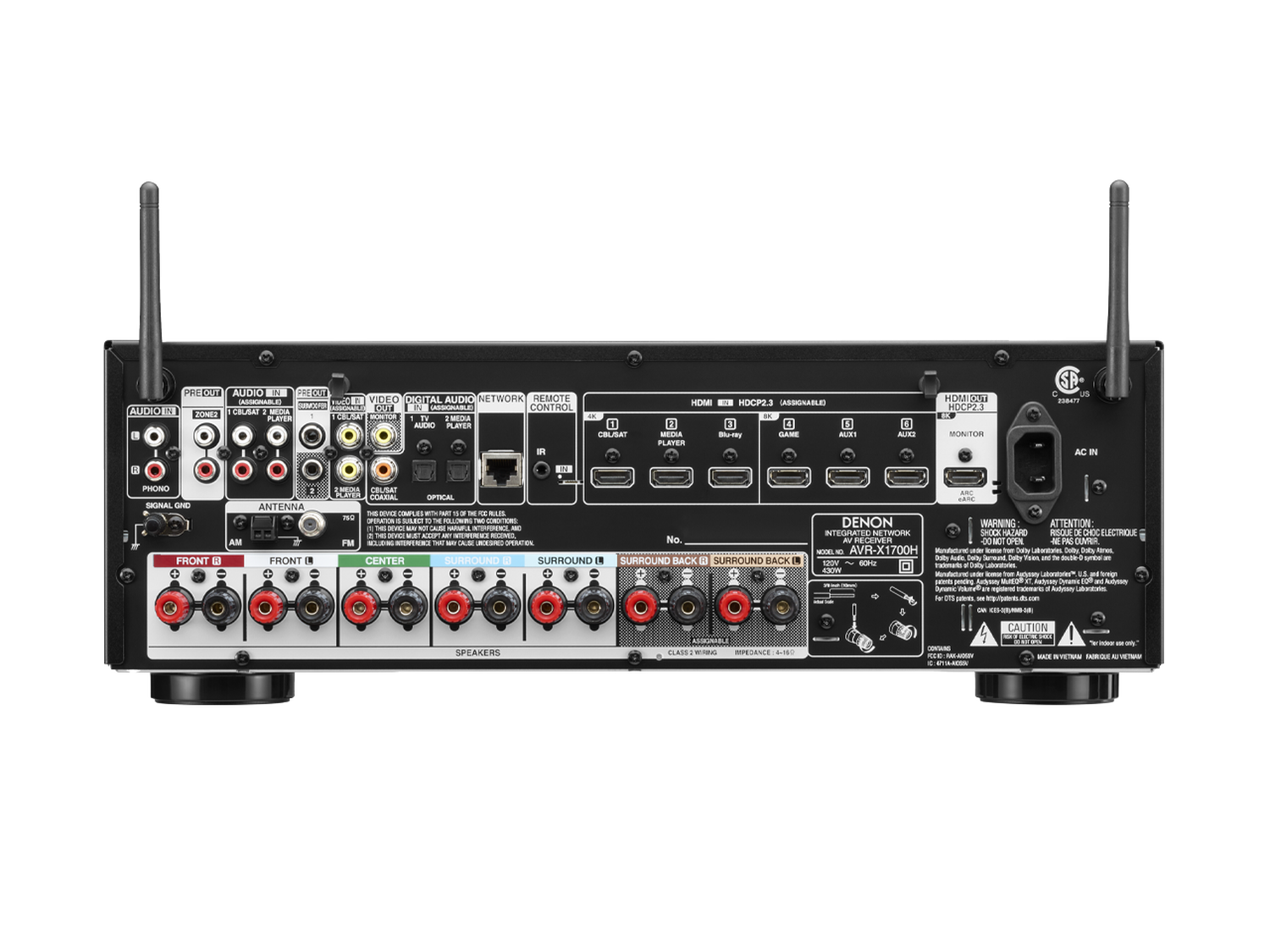 AVR-X1700H, Black, dynamic
